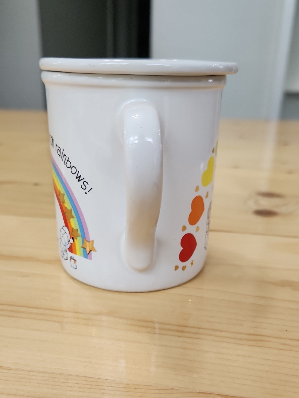 VTG 1983 Hallmark Mug Mates Coffee Cup With Coaster Lid Have A Rainbow Day Japan - Picture 12 of 13